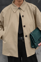 French Khaki Utility Trench Coat