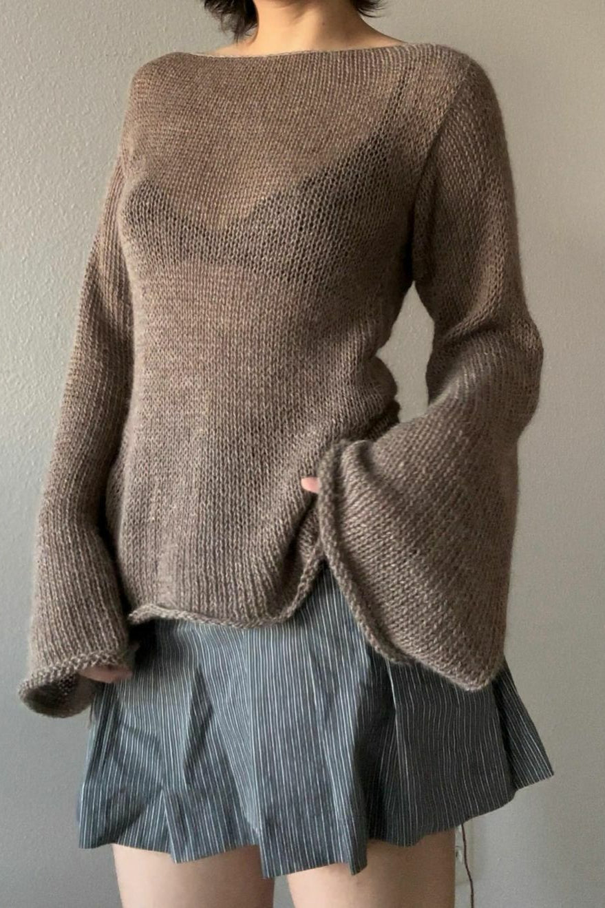 Bell Sleeve Tie Back Knit Sweater