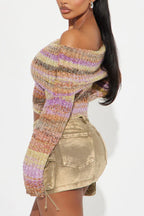 Vintage Color Block Off Shoulder  Blouse