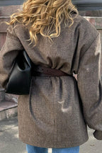 Houndstooth Wool Blend Long Coat