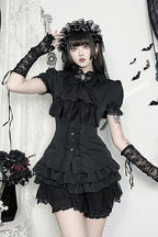 Lace Panel Fitted Gothic Blouse