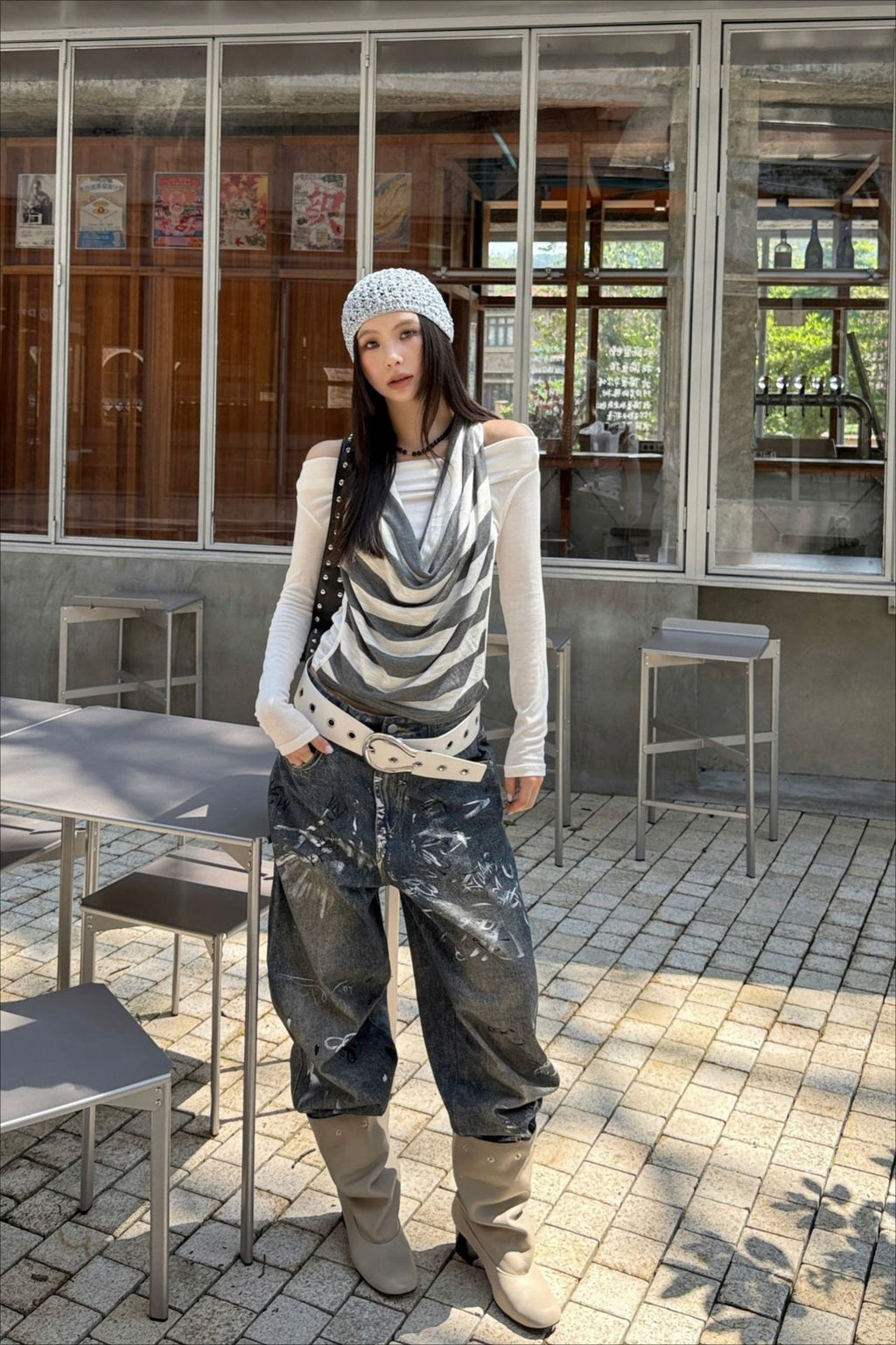 Paint Splatter Graffiti Wide Leg Jeans