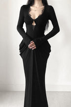 Elegant V-Neck Waist Bodycon Maxi Dress