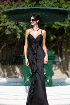 Slim Fit Floral Satin Boho Dress