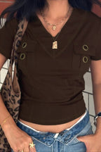 Printed V-Neck Slim Fit T-Shirt