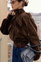 Brown Corduroy Biker Jacket