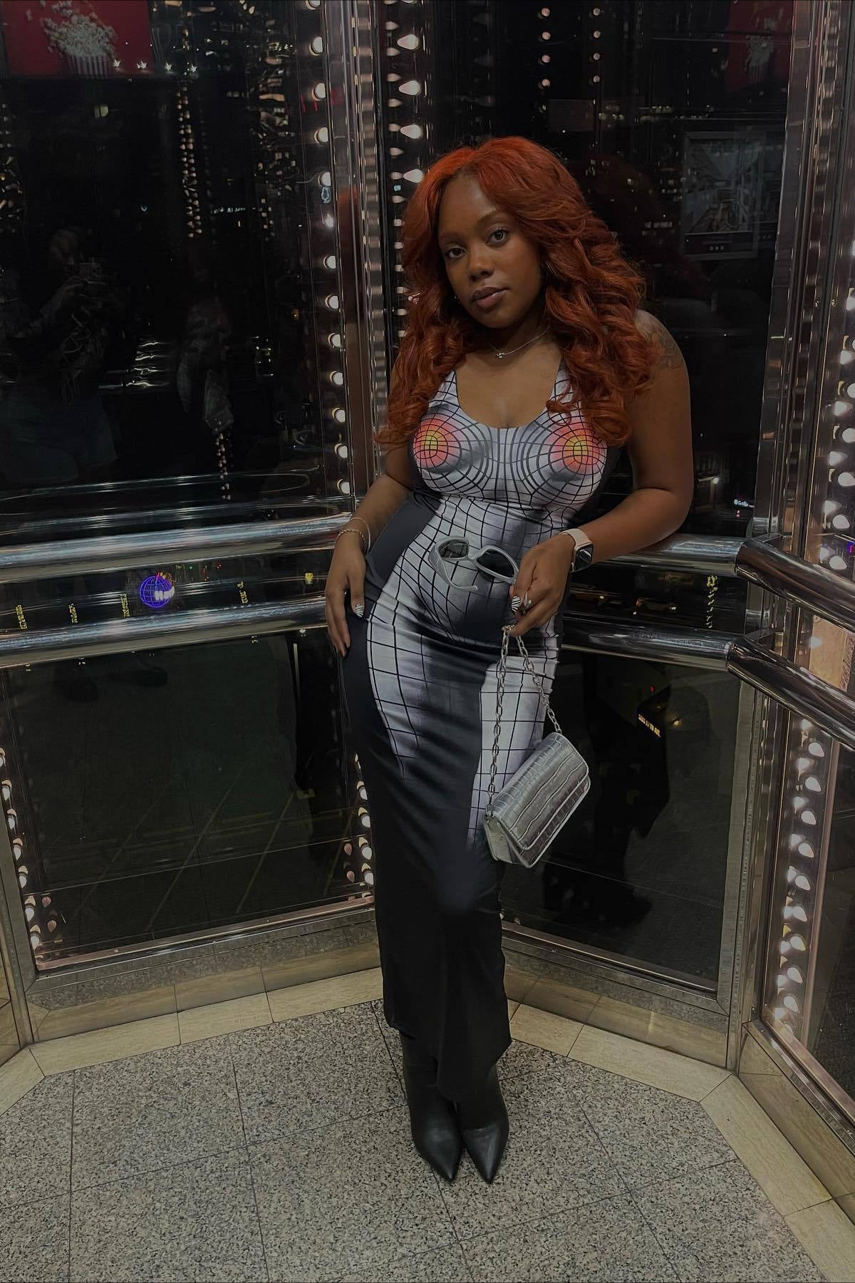 Sexy Checkered Print Bodycon Strappy Maxi Dress