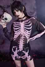 Mesh Skeleton Print Gothic T-Shirt