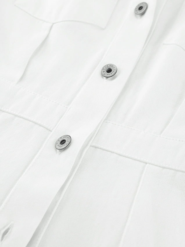 Cotton Belted White Utility Blouse