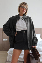 Vintage Stand Collar PU Leather Jacket