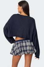 Y2K Plaid Faux Button Skirt with Built-in Shorts Skirt