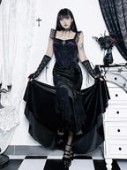 Vintage Elegant Trumpet Women Mall Goth Florals Patchwork High Waist Aesthetic Fairycore Skirt