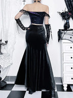 Vintage Elegant Trumpet Women Mall Goth Florals Patchwork High Waist Aesthetic Fairycore Skirt