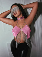 Gothic Party Club Corset Rhinestones Crop Top