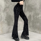 Retro Print Black Halloween Pants