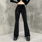 Retro Print Black Halloween Pants