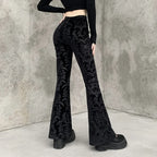 Retro Print Black Halloween Pants