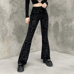Retro Print Black Halloween Pants