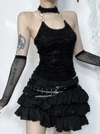 Gothic Halter Backless Cyberpunk Y2K Crop Top