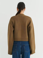 Custom Solid Color V-Neck Loose Knit Cardigan