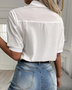 Lace Embroidered V-Neck Blouse