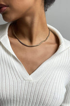 Polo Neck Fitted Ribbed Knit Sweater