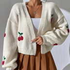 Embroidered Open Front Cardigan