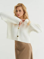 Custom Solid Color V-Neck Loose Knit Cardigan