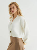 Custom Solid Color V-Neck Loose Knit Cardigan