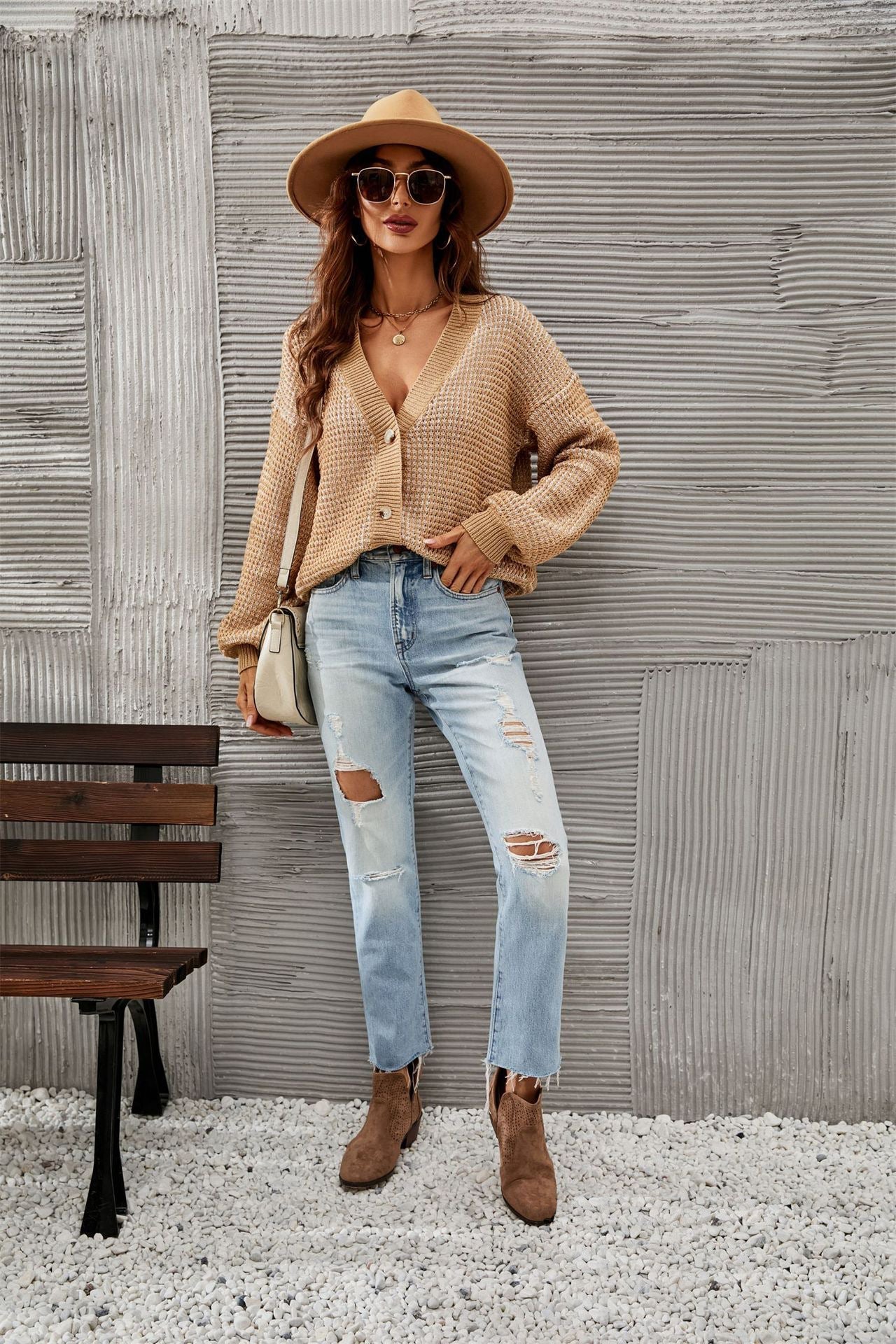 Plus Size Hollow Knit Cardigan