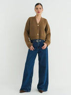 Custom Solid Color V-Neck Loose Knit Cardigan