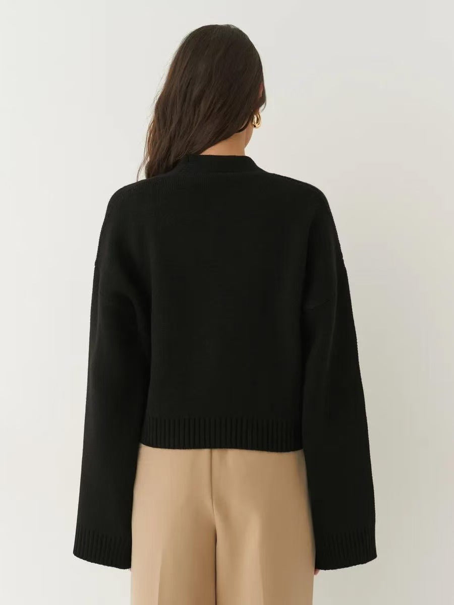 Custom Solid Color V-Neck Loose Knit Cardigan