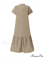 A-Line Loose Solid Color Modern Split-Joint Round-Neck Maxi Dresses