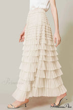 A-line Tiered Mesh Skirt