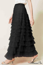 A-line Tiered Mesh Skirt