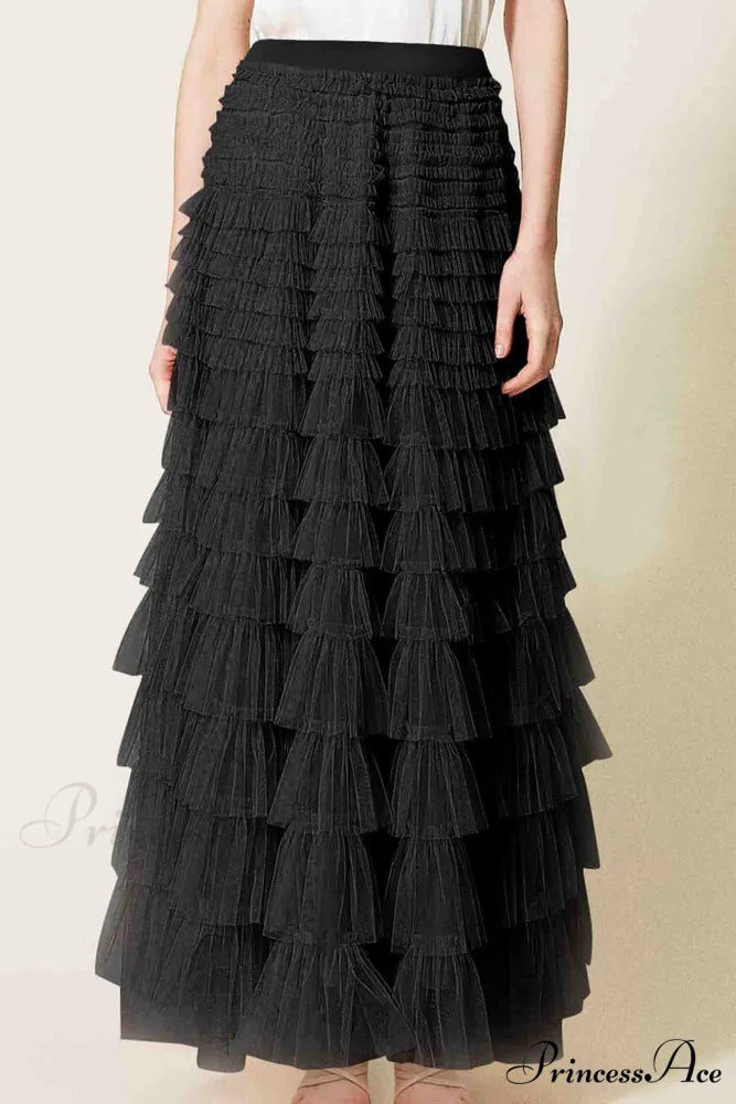 A-line Tiered Mesh Skirt