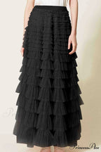 A-line Tiered Mesh Skirt
