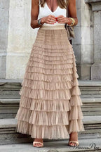 A-line Tiered Mesh Skirt