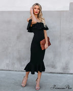 A Stylish Affair Charming Ruffled Midi Dress