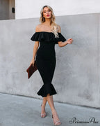 A Stylish Affair Charming Ruffled Midi Dress