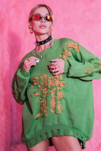 Casual Distressed Long Sleeve Blouse