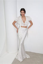 Polka Dot V-Neck Maxi Two Pieces Set