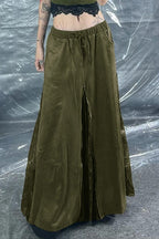 Lace and Zipper Detail High-Waist Maxi Skirt