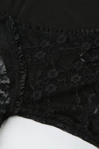 Sheer Panel Lace-Up Slim Knit Top