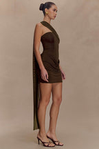 Strapless Ruched Bow Tie Mini Dress