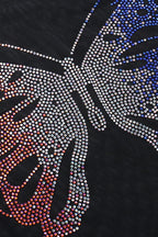 Sexy Mesh Butterfly Print Knit Top