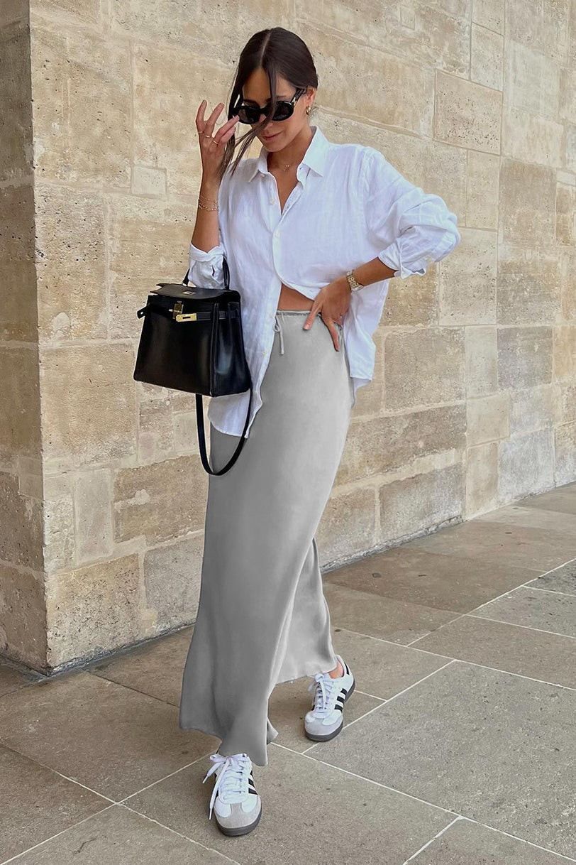 High Waist Tie Mermaid Maxi Skirt