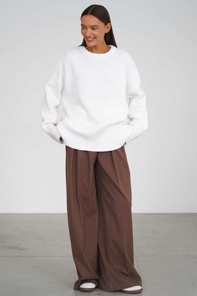 Solid Knit Crew Neck Sweater