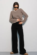 Ribbed Colorblock Striped Knit Sweater
