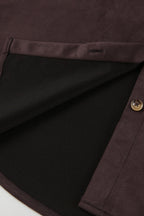 Brown Suede Loose Blazer Coat